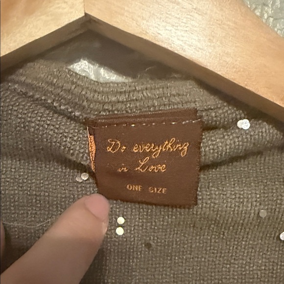 Anthropologie Do Everything in Love Brown Knit Vest with Sequins - Picture 2 of 7
